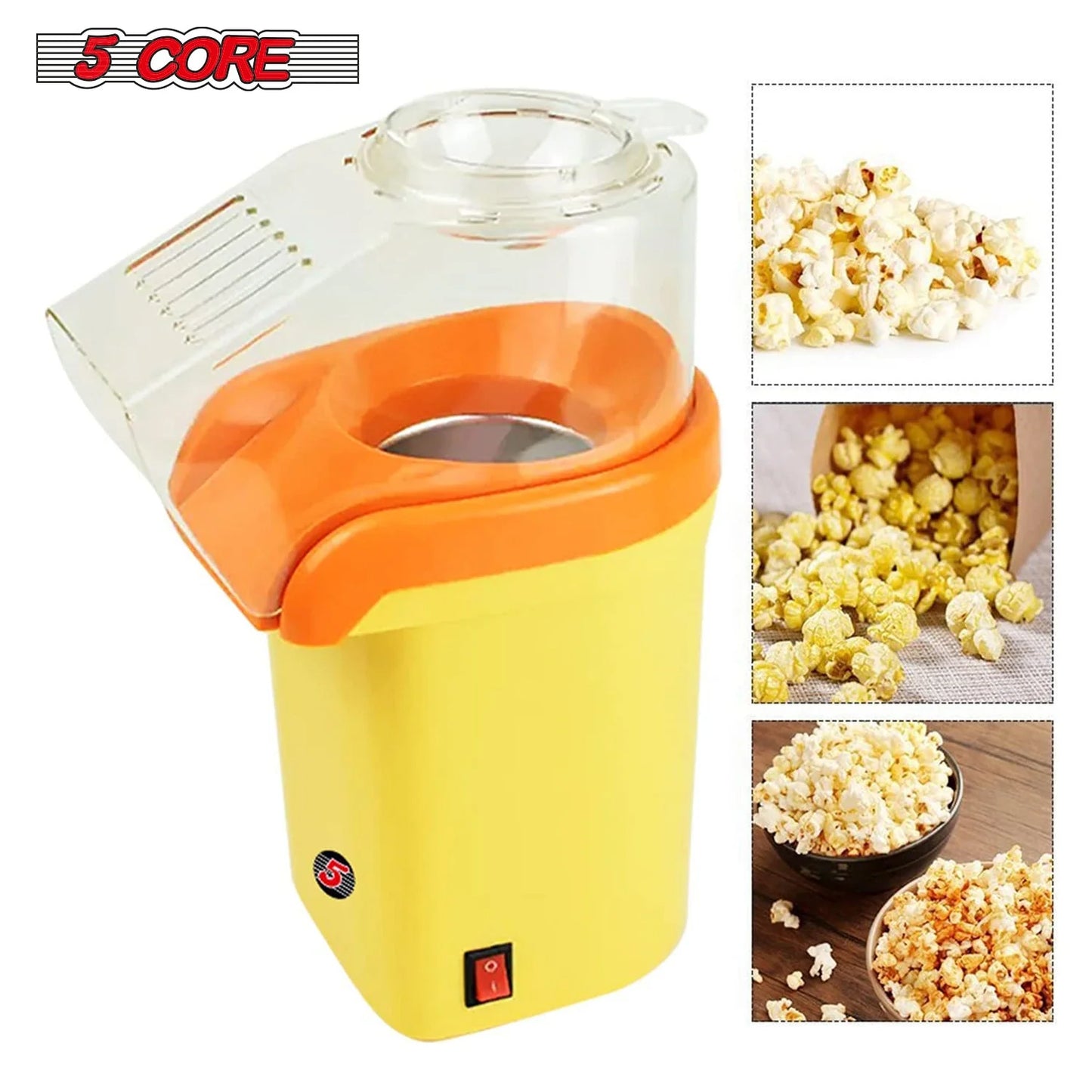 Discover the 5Core Mini Yellow Popcorn Machine - 16 Cup Hot Air Popper for Perfect Movie Nights!