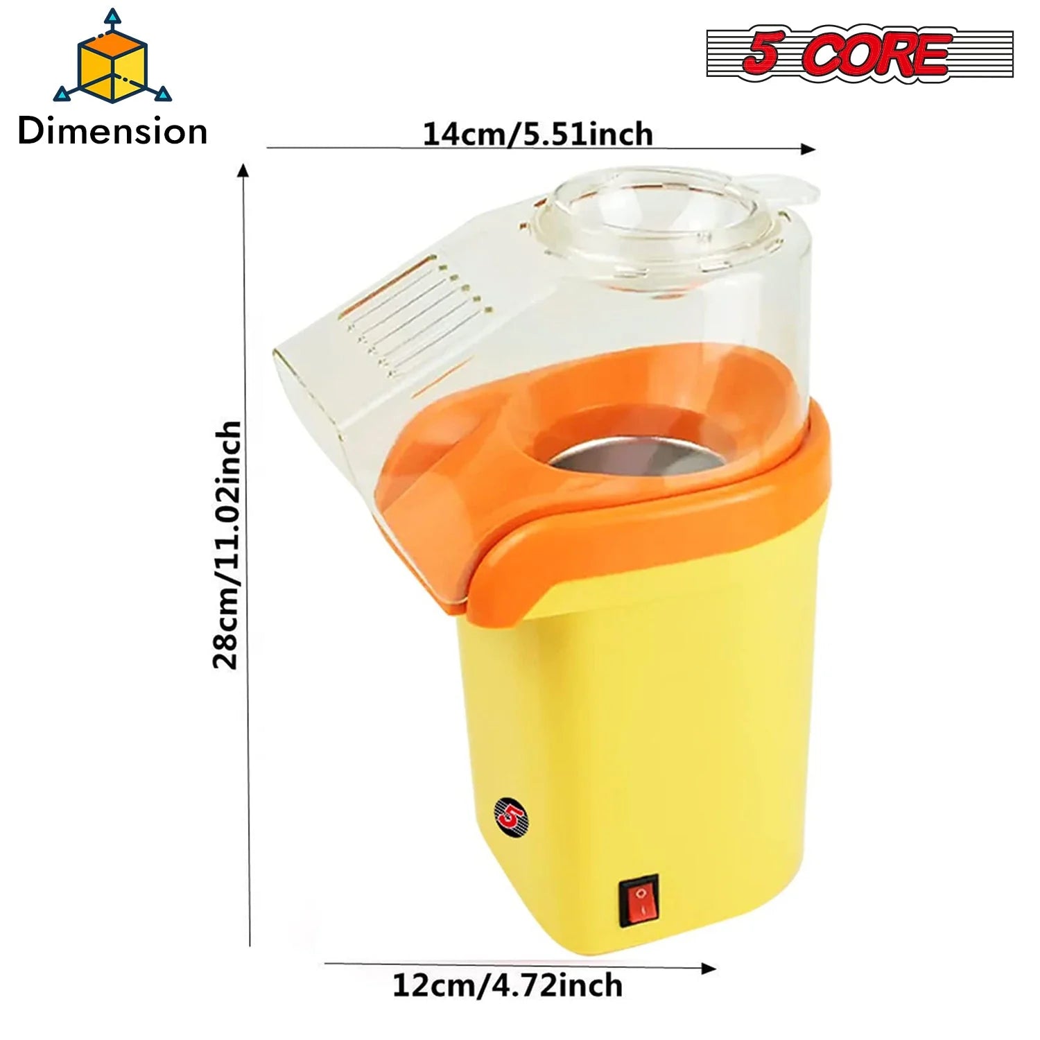 Discover the 5Core Mini Yellow Popcorn Machine - 16 Cup Hot Air Popper for Perfect Movie Nights!