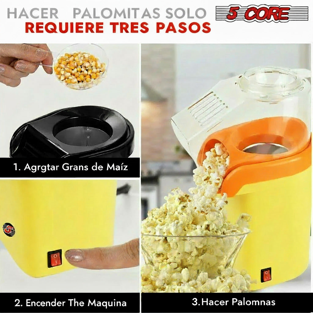 Discover the 5Core Mini Yellow Popcorn Machine - 16 Cup Hot Air Popper for Perfect Movie Nights!